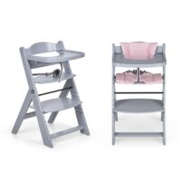 MS Seggiolone bambino in legno pieno Grigio